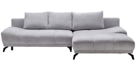 ECKSOFA in Chenille Grau  - Schwarz/Grau, MODERN, Textil/Metall (290/182cm) - Hom`in