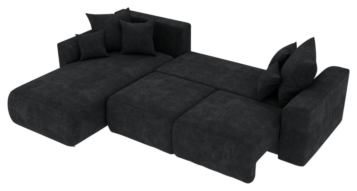 ECKSOFA in Samt Dunkelgrau  195/293 cm  - Chromfarben/Dunkelgrau, KONVENTIONELL, Kunststoff/Textil (195/293cm) - Carryhome