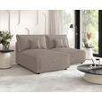 ECKSOFA Beige Cord Zierkissen, Rückenkissen, Schlaffunktion, Rücken echt  - Beige/Schwarz, MODERN, Kunststoff/Textil (153/200cm) - Xora