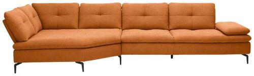 ECKSOFA in Flachgewebe Orange, Rostfarben  - Rostfarben/Schwarz, Design, Textil/Metall (157/344cm) - Chilliano