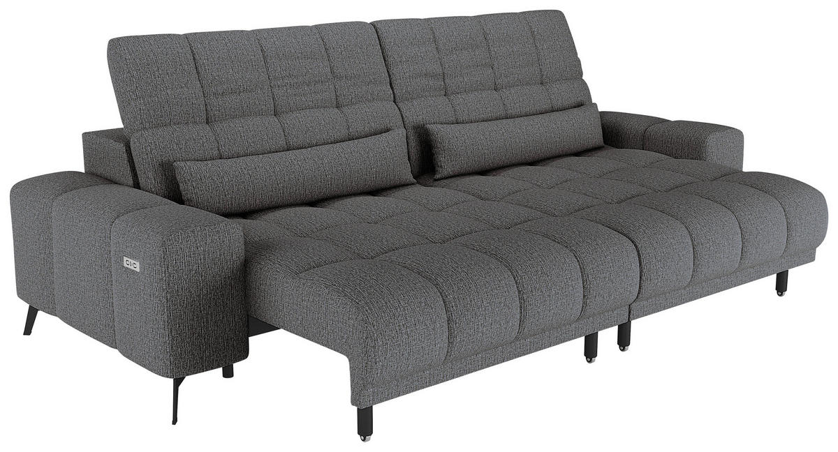 BIGSOFA Chenille Anthrazit  - Anthrazit/Schwarz, MODERN, Textil/Metall (300/112/121cm) - Xora