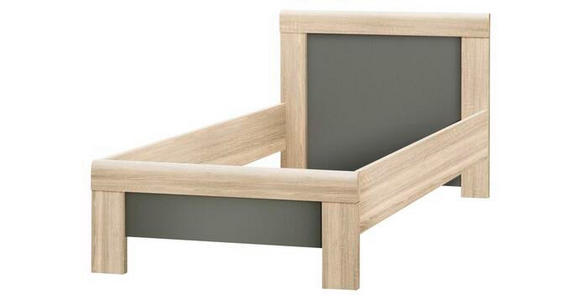 BETT 90/200 cm in Anthrazit, Sonoma Eiche - Eichefarben/Anthrazit, Basics, Holzwerkstoff (90/200cm) - Carryhome