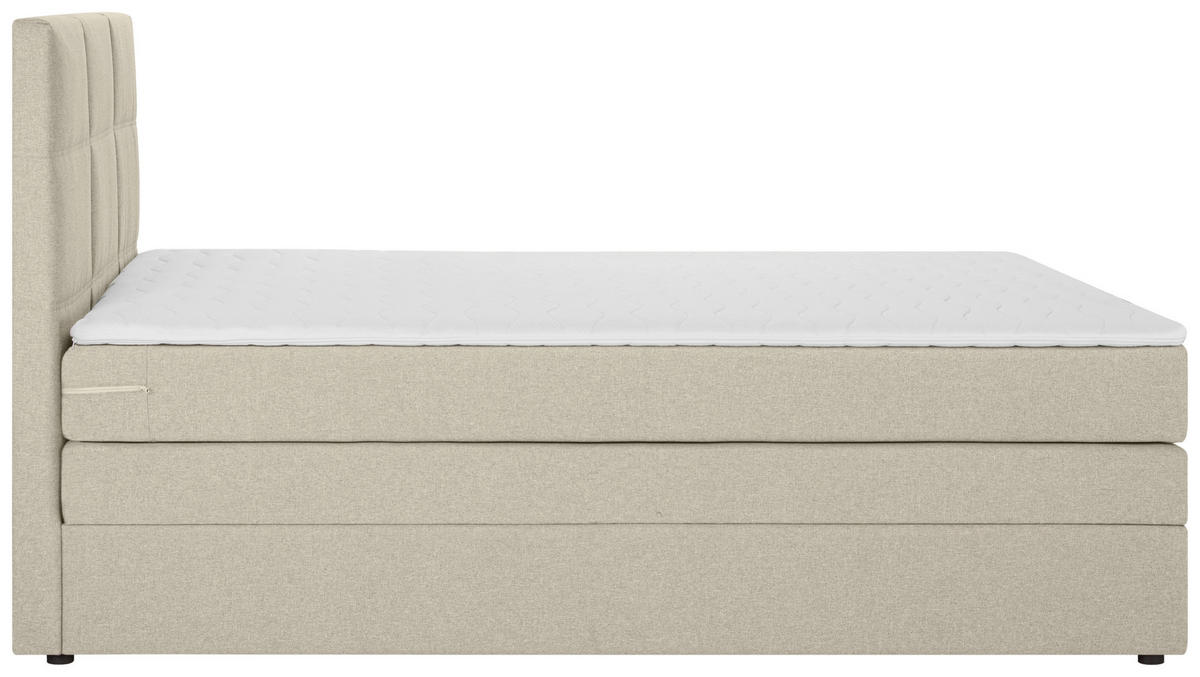 BOXSPRINGBETT 90/200 cm  in Beige  - Beige/Schwarz, Design, Kunststoff/Textil (90/200cm) - Welnova