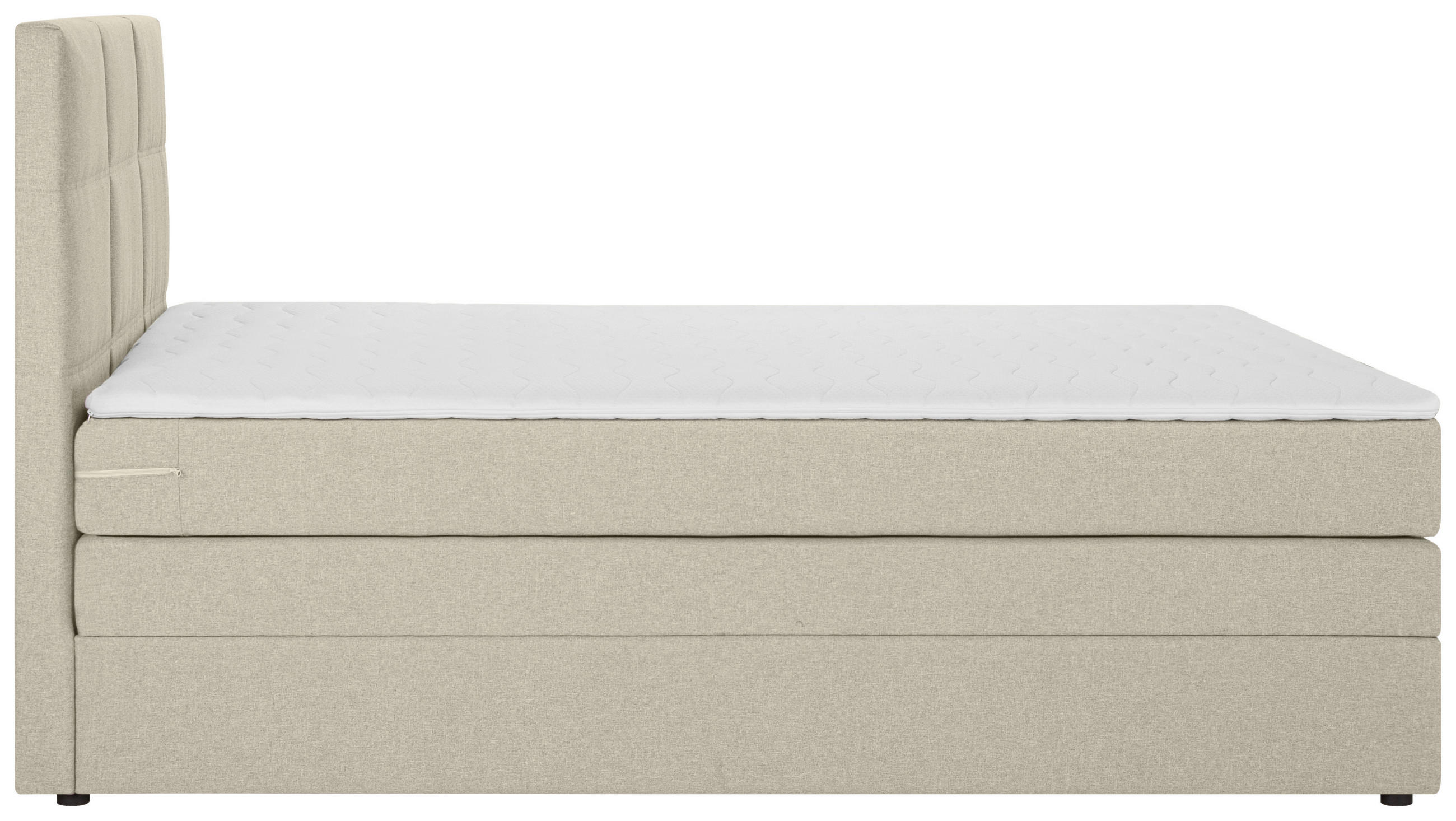 Thumbnail - Welnova Boxspringbett, Beige, Textil, H4, Höhe ca. 17 cm, 90x200 cm, gepolstertes Kopfteil, Stoffauswahl, in verschieden...