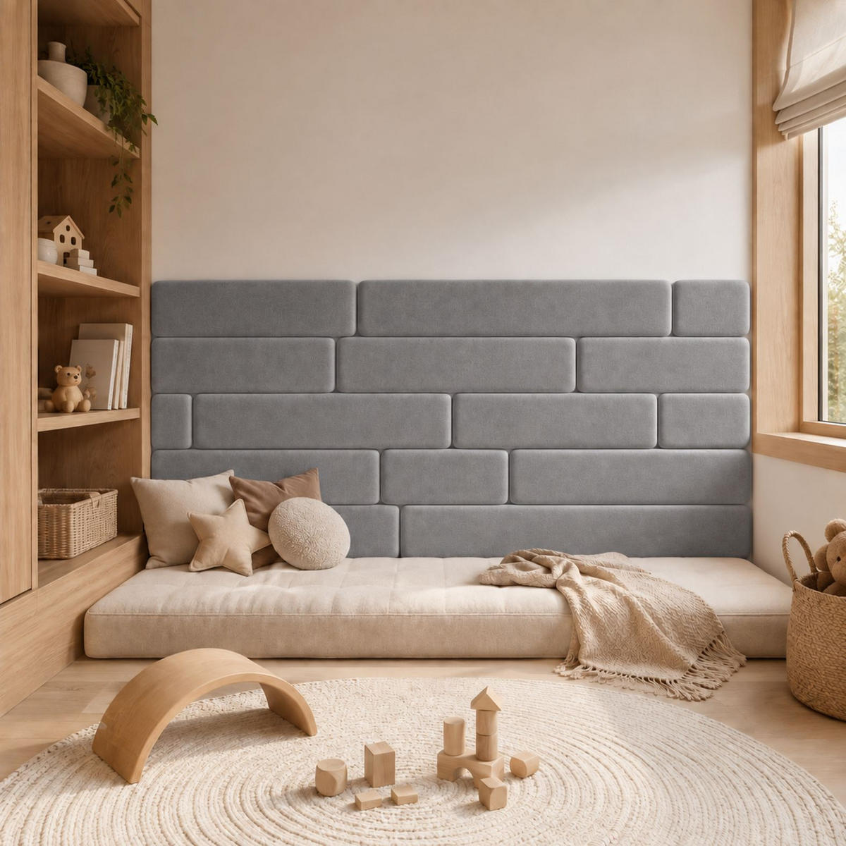 WANDPANEEL 80/20/2.5 cm  - Grau, Basics, Kunststoff/Textil (80/20/2.5cm)