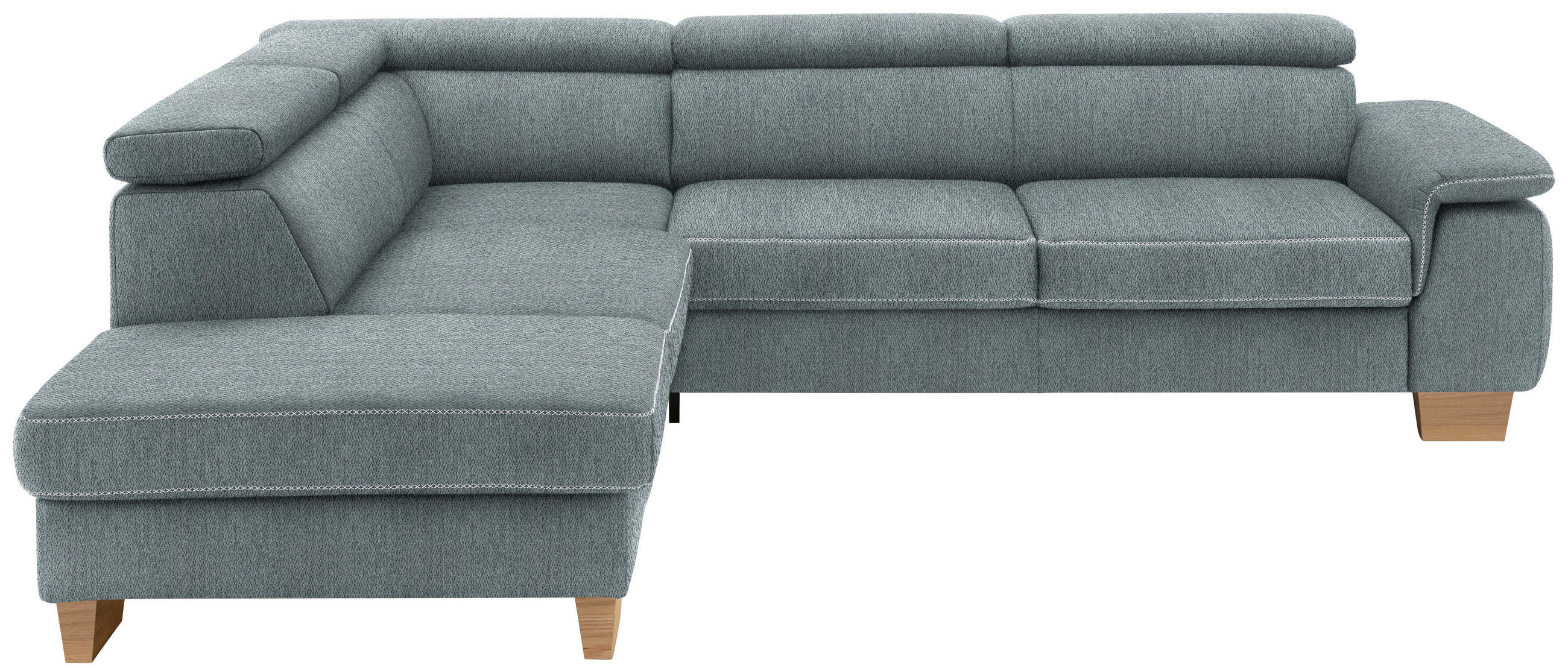 ECKSOFA in Mikrofaser Blaugrau  226/273 cm  - Eichefarben/Beige, Natur, Holz/Textil (226/273cm) - Beldomo System