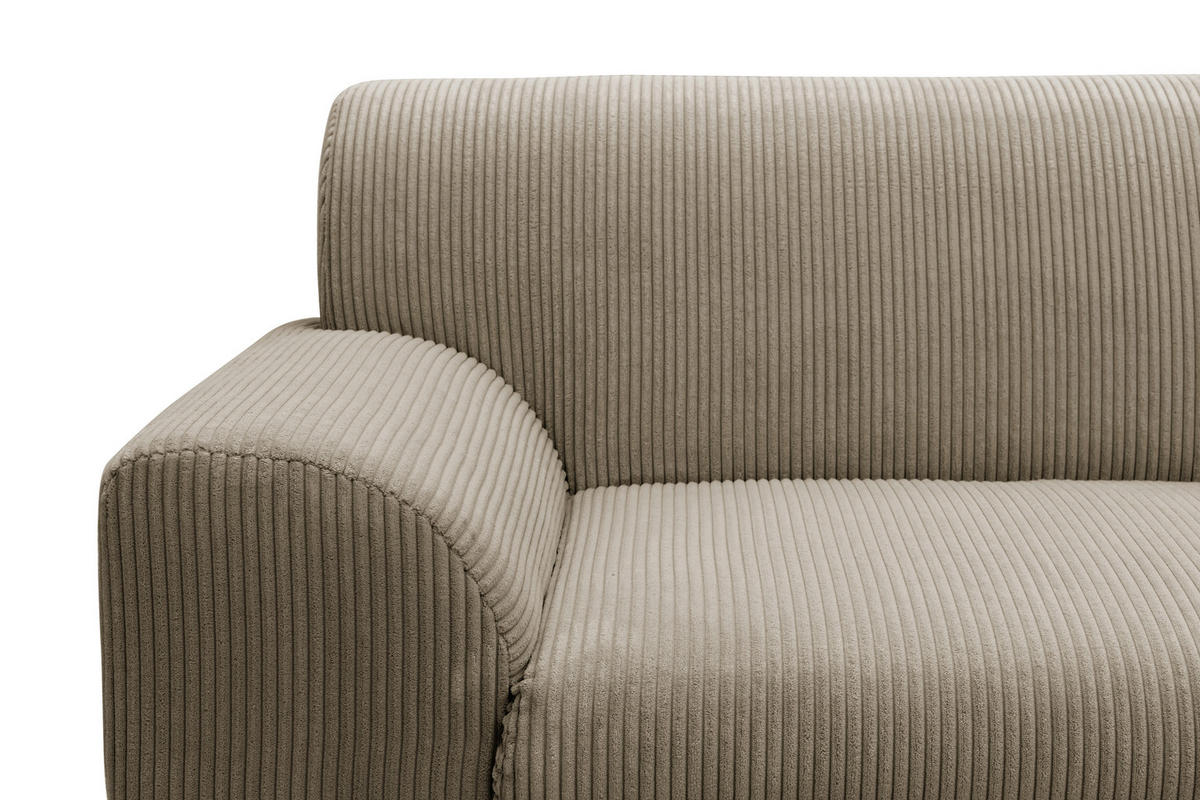 ECKSCHLAFSOFA NIKA Schlammfarben Webstoff  - Schlammfarben/Silberfarben, Basics, Holz/Textil (277/156cm) - MID.YOU