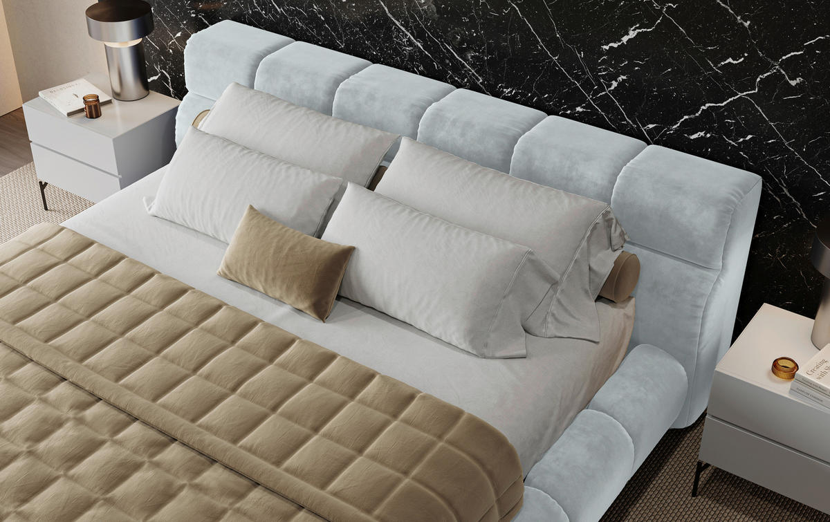 POLSTERBETT 160/200 cm,  in Hellgrau,  - Hellgrau/Schwarz, Design, Textil/Metall (160/200cm) - Belluti