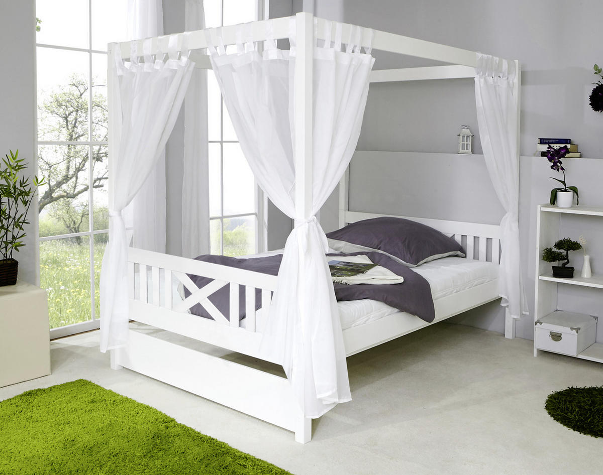 HIMMELBETT 140/200 cm  in Weiß  - Weiß, MODERN, Holz (140/200cm) - MID.YOU