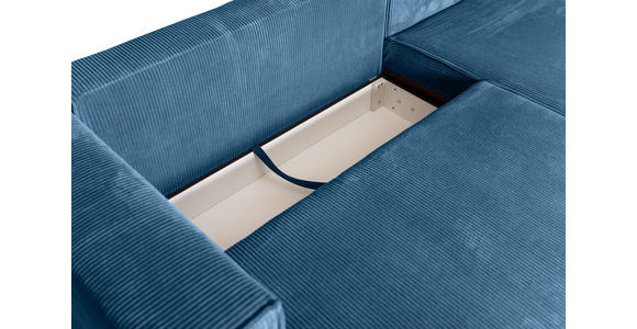 ECKSOFA Blau Cord - Blau/Braun, KONVENTIONELL, Holz/Textil (230/190cm) - Carryhome