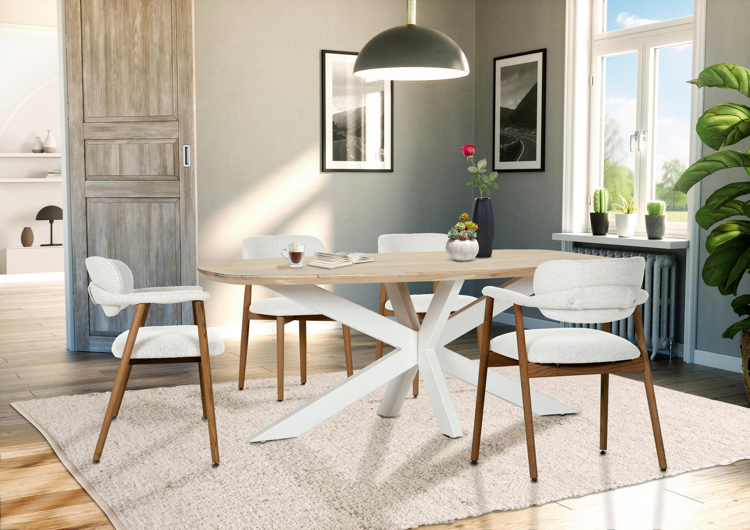 ARMLEHNSTUHL  in  - Beige/Nussbaumfarben, MODERN, Holz/Textil (59/78/57cm) - Livetastic