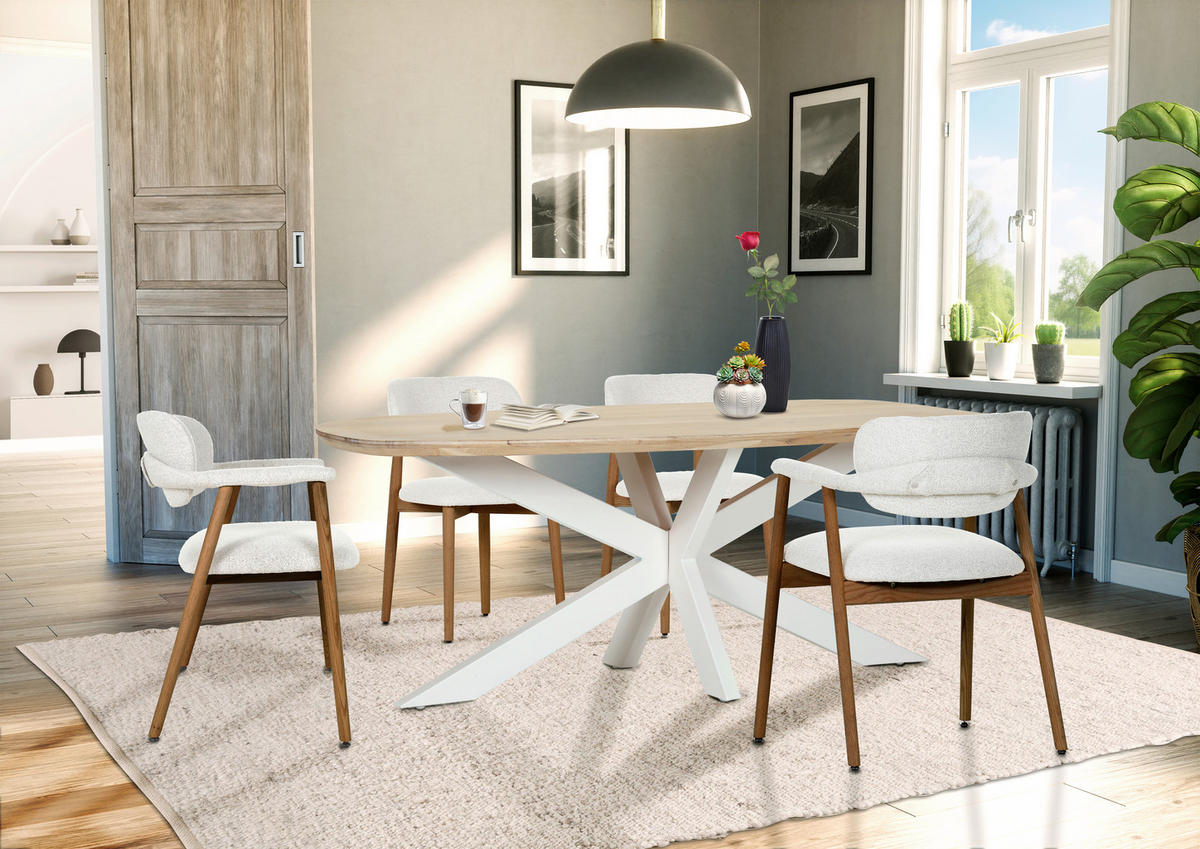 ARMLEHNSTUHL  in  - Beige/Nussbaumfarben, MODERN, Holz/Textil (59/78/57cm) - Livetastic