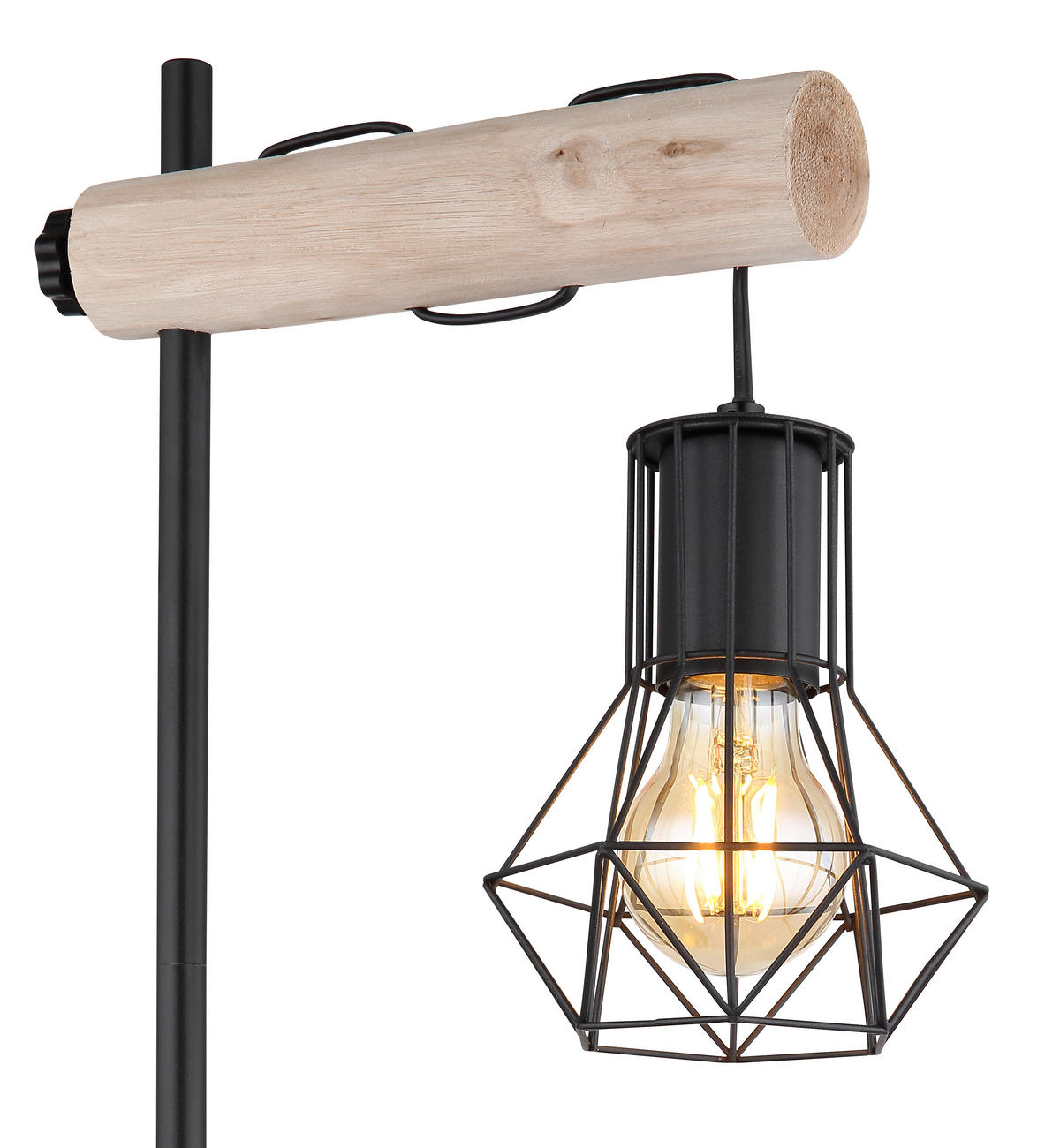 STOLNÍ LAMPA, E27, 33/18/55 cm - černá/přírodní barvy, Natur, kov/dřevo (33/18/55cm) - Globo