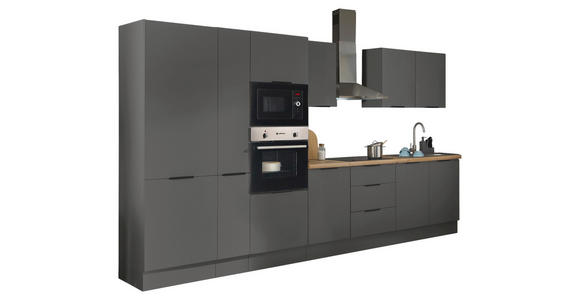 KÜCHENBLOCK in Graphitfarben - Schwarz/Graphitfarben, Basics, Holzwerkstoff/Metall (360/211/60cm) - Xora