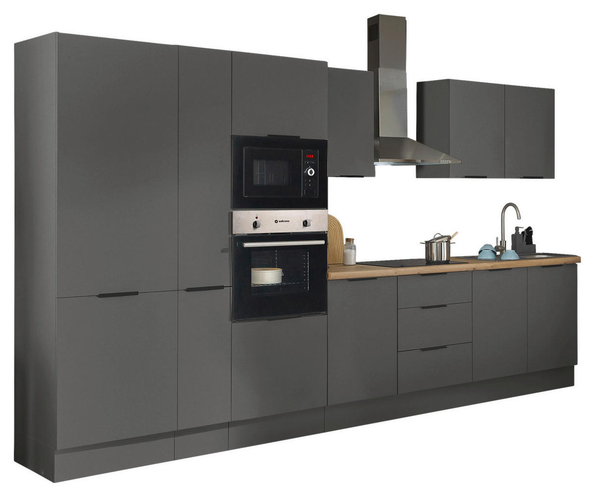 KÜCHENBLOCK   in Graphitfarben  - Schwarz/Graphitfarben, Basics, Holzwerkstoff/Metall (360/211/60cm) - Xora