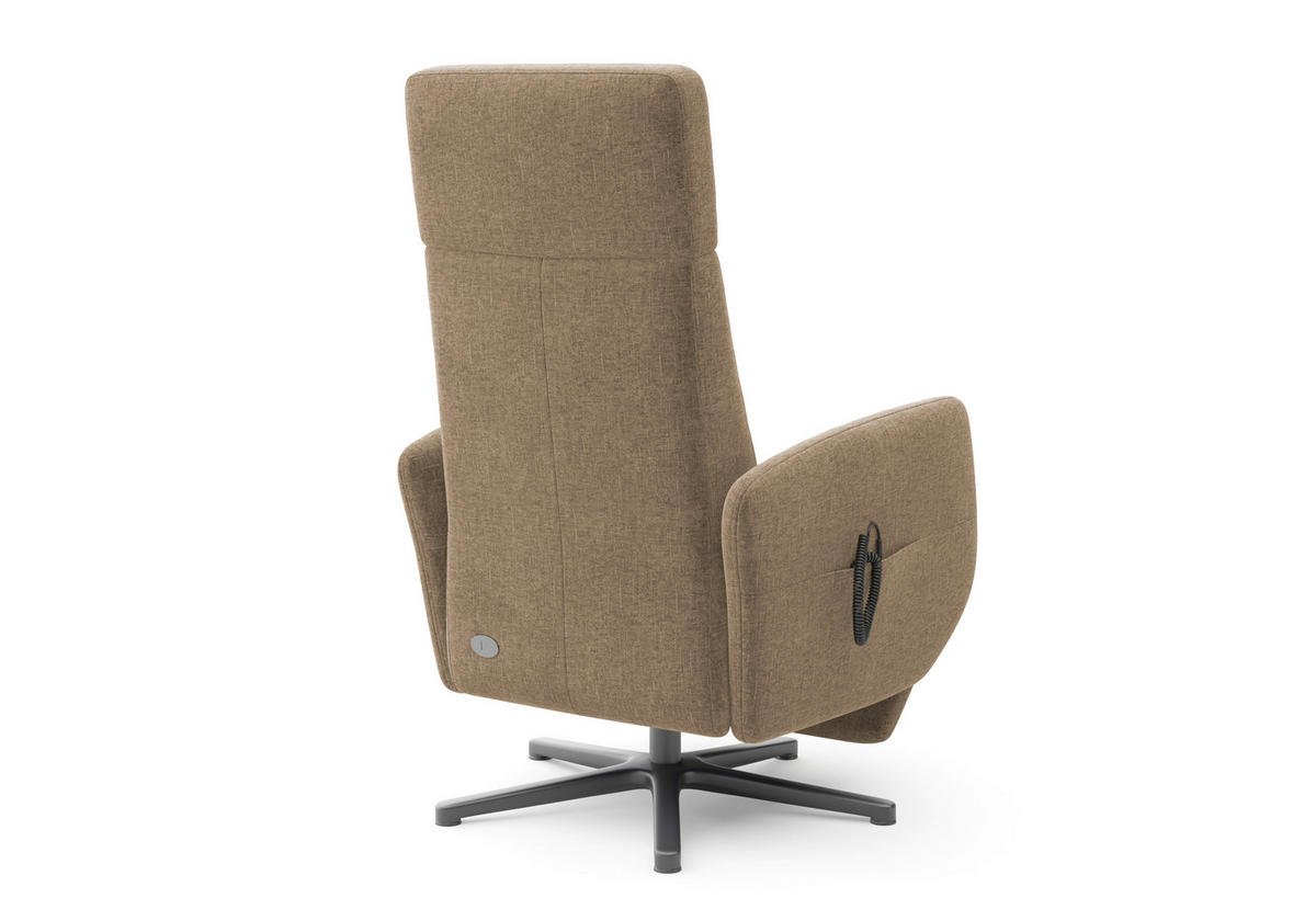 RELAXSESSEL Flachgewebe Aufstehhilfe    - Hellbraun/Schwarz, KONVENTIONELL, Textil/Metall (71/110/82cm) - Sit & More