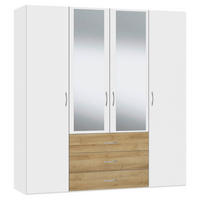 KLEIDERSCHRANK  in Weiß, Eichefarben  - Eichefarben/Silberfarben, Design, Glas/Holzwerkstoff (203/215/59cm) - Carryhome