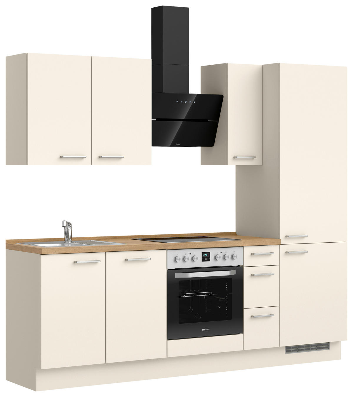 KÜCHENBLOCK Touch 240 cm  in Eichefarben, Magnolie  - Edelstahlfarben/Eichefarben, MODERN, Holzwerkstoff/Metall (240cm) - Nobilia