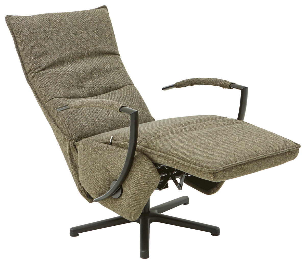RELAXSESSEL in Textil Dunkelgrün  - Dunkelgrün/Schwarz, Design, Textil/Metall (66/110-114/84cm) - Moderano