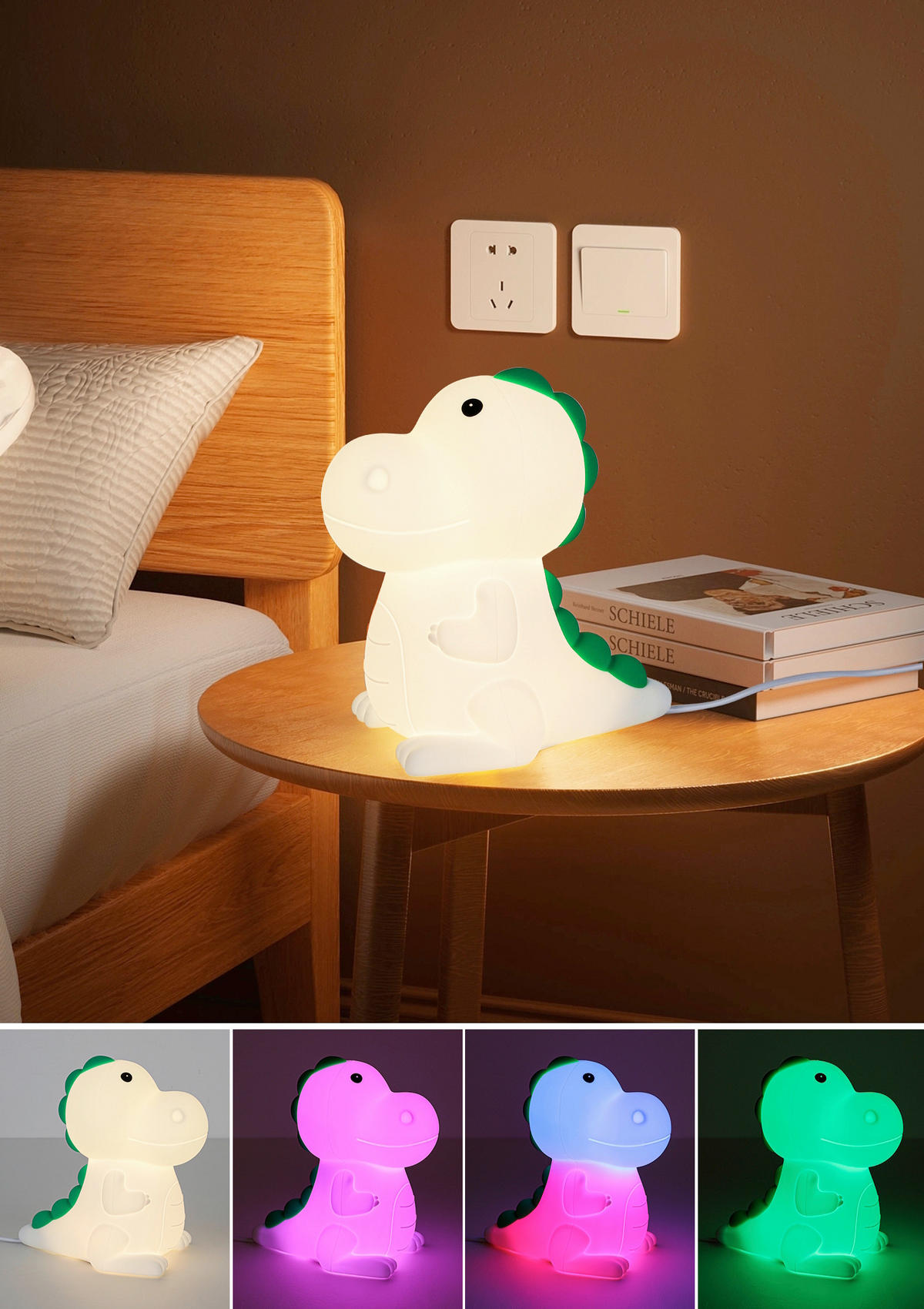 NOĆNO SVETLO - bela, Trendi, plastika (8,5/13,5/13,8cm) - Novel