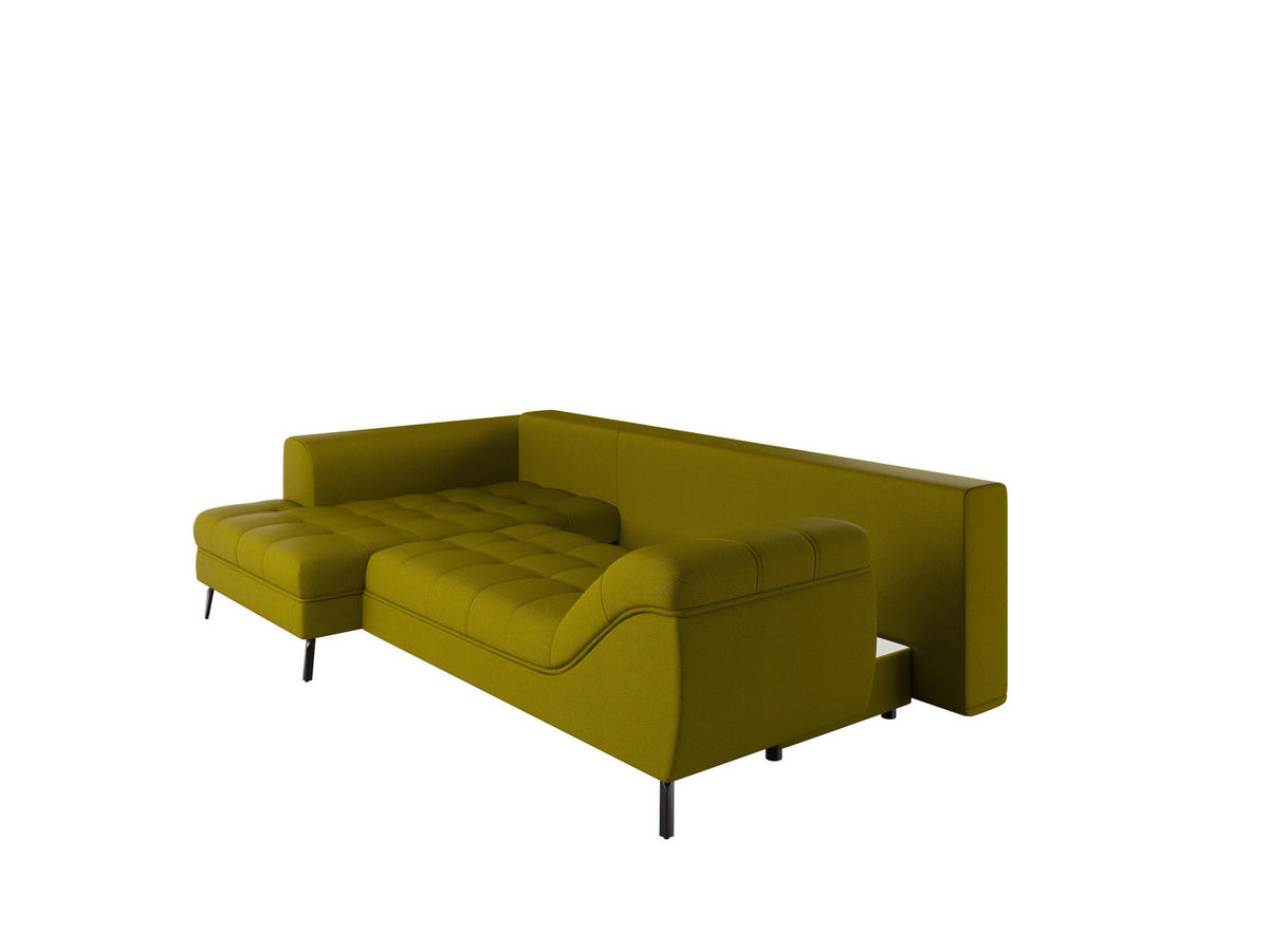 Ecksofa inkl. Funktionen in Webstoff Limette  - Limette/Schwarz, Modern, Textil/Metall (177/279cm)