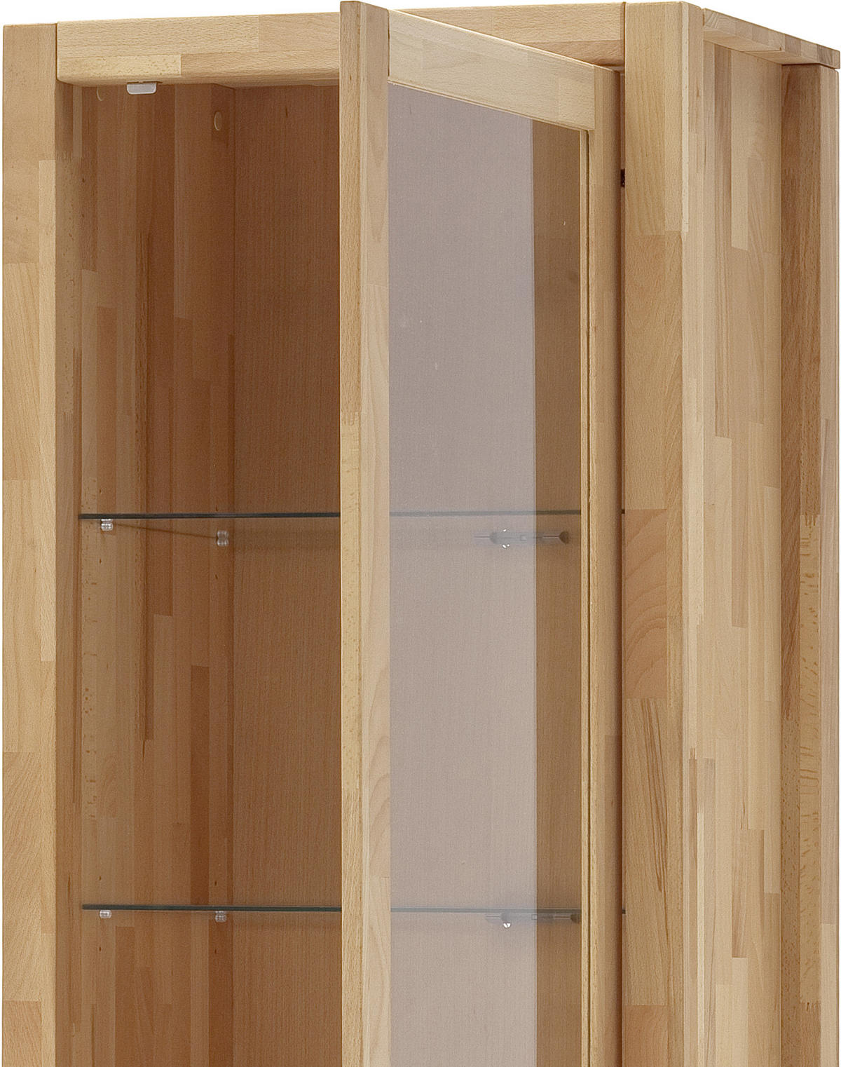 VITRINE in massiv Kernbuche Buchefarben  - Buchefarben/Alufarben, Design, Glas/Holz (66/203/40cm) - MID.YOU