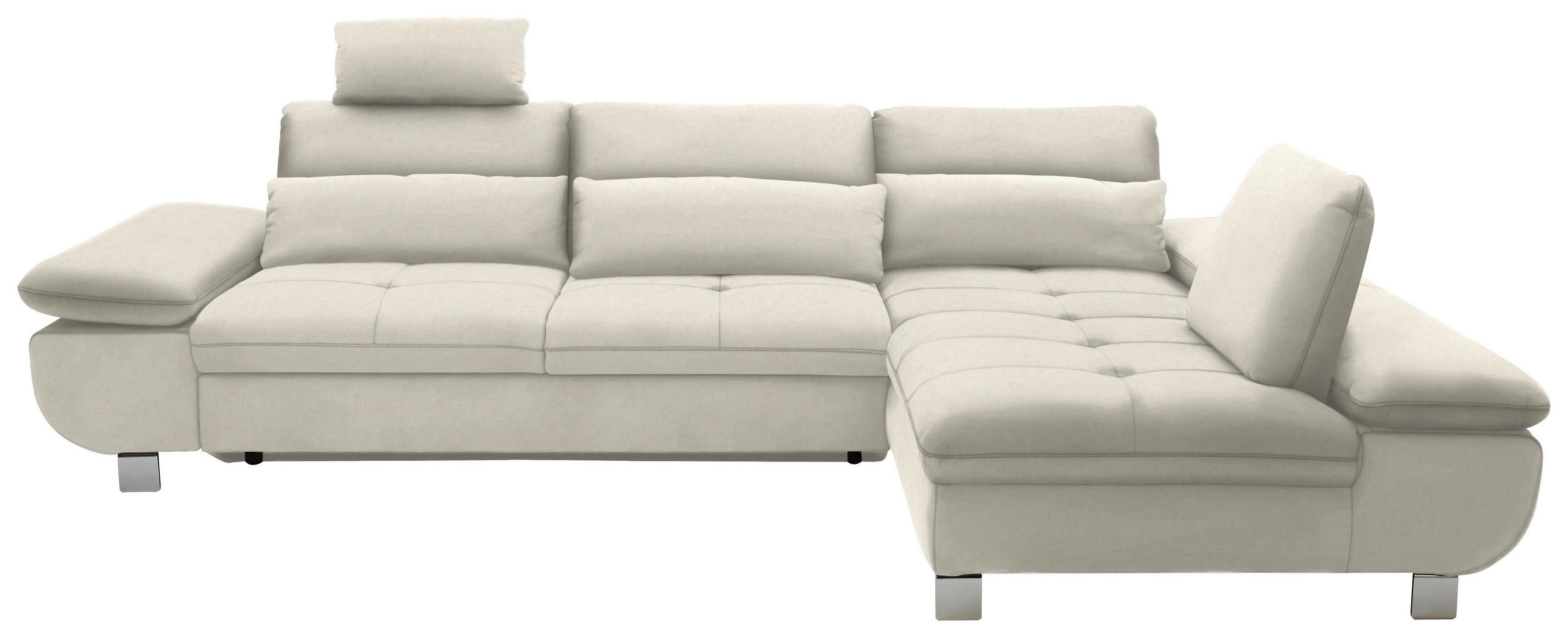 ECKSOFA Creme Webstoff  - Chromfarben/Creme, Design, Textil/Metall (310/203cm) - Xora