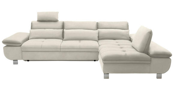 ECKSOFA Creme Webstoff Nierenkissen, Rücken echt  - Chromfarben/Creme, Design, Textil/Metall (310/203cm) - Xora