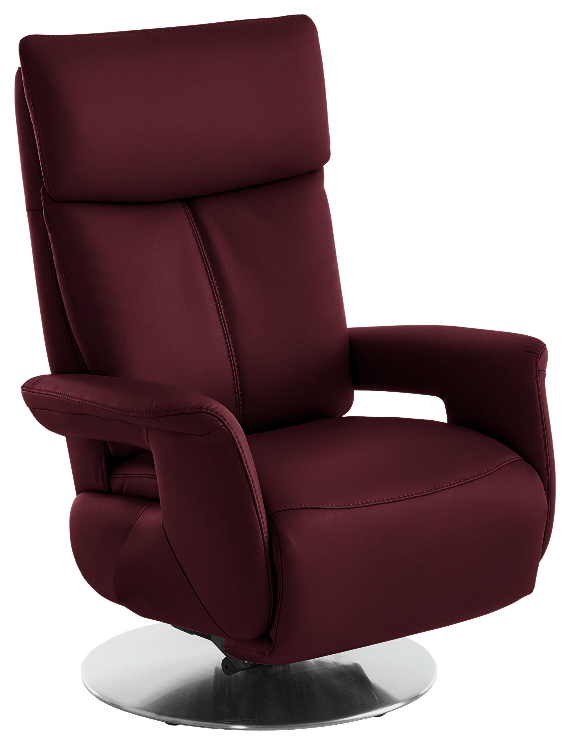 RELAXSESSEL in Leder Weinrot  - Edelstahlfarben/Weinrot, Design, Leder/Metall (78/112/85cm) - Cantus