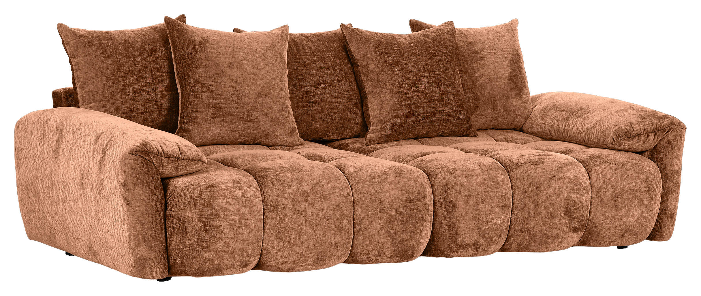 BIGSOFA Chenille Rostfarben  - Rostfarben/Schwarz, Design, Kunststoff/Textil (265/67/130cm) - home24