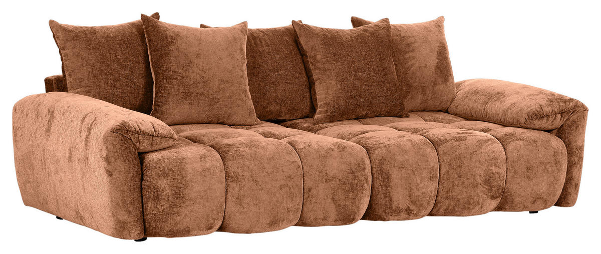 BIGSOFA in Chenille Rostfarben  - Rostfarben/Schwarz, Design, Kunststoff/Textil (265/67/130cm) - home24