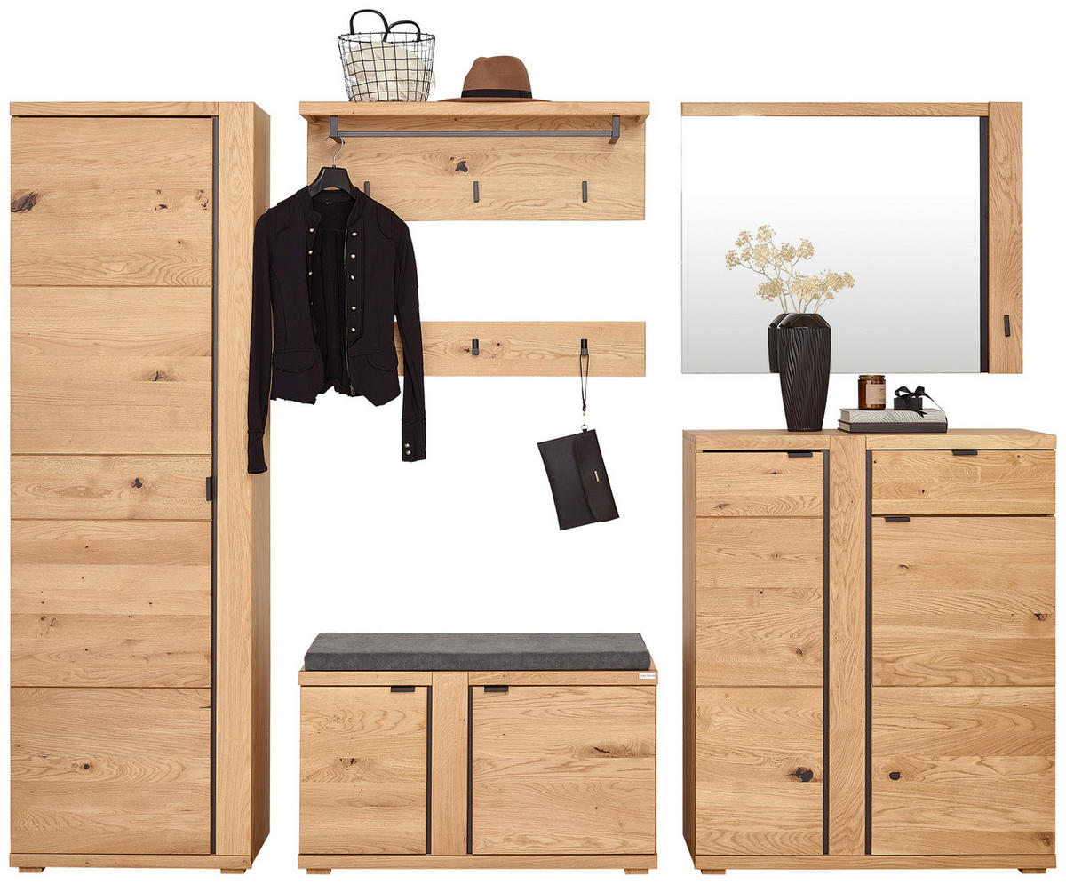 GARDEROBE 6-teilig  in 271/196/38 cm  - Wildeiche, Natur, Glas/Holz (271/196/38cm) - Linea Natura