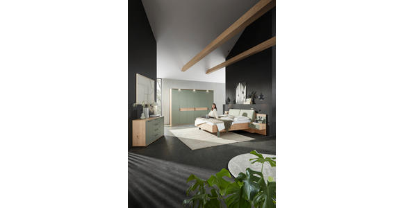 BETTANLAGE 180/200 cm  in Eichefarben, Olivgrün  - Eichefarben/Olivgrün, Design, Holz/Holzwerkstoff (180/200cm) - Dieter Knoll