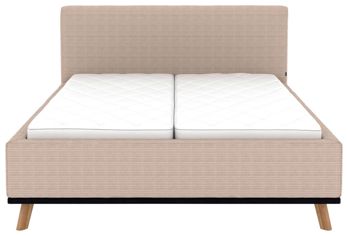 POLSTERBETT Matratze, Lattenrost, Bettkasten 160/200 cm  in Taupe  - Taupe/Eichefarben, Design, Holz/Textil (160/200cm) - Musterring