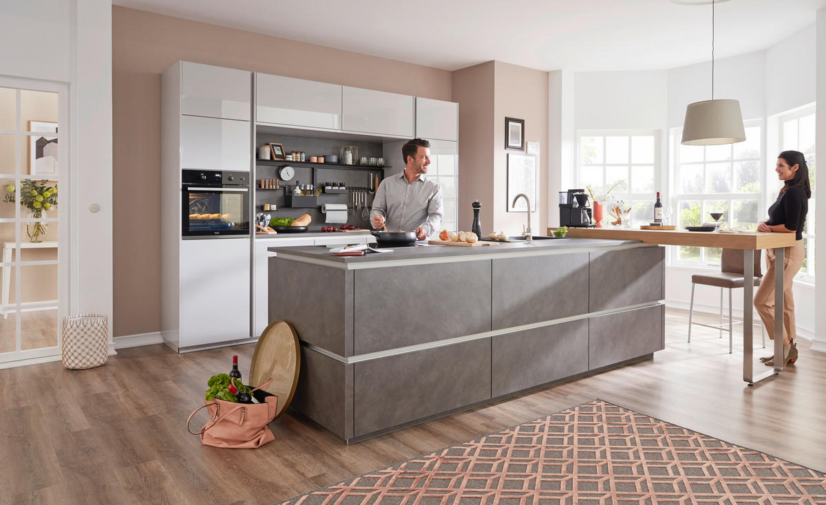 KUCHYNĚ NA MÍRU DK704 - světle šedá/antracitová, Design, kompozitní dřevo - Dieter Knoll