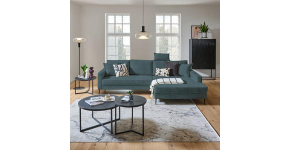 ECKSOFA Blau Cord - Blau/Schwarz, KONVENTIONELL, Textil/Metall (276/173cm) - Carryhome
