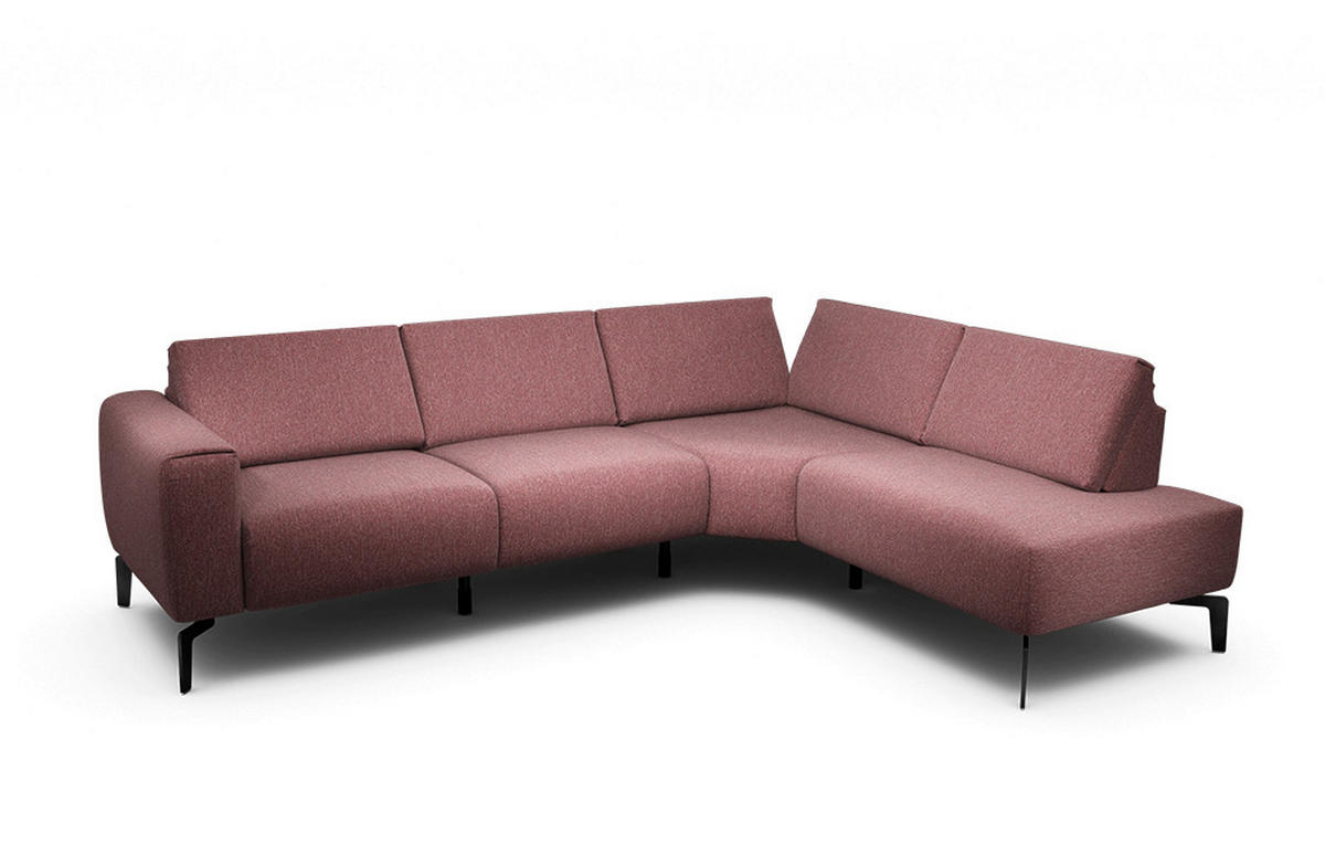ECKSOFA Cosy Rot Samt  - Rot/Schwarz, Design, Textil/Metall (256/193cm) - SENSOO