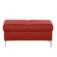 HOCKER in Leder Rot  - Chromfarben/Rot, Design, Leder/Metall (91/44/57cm) - Livetastic