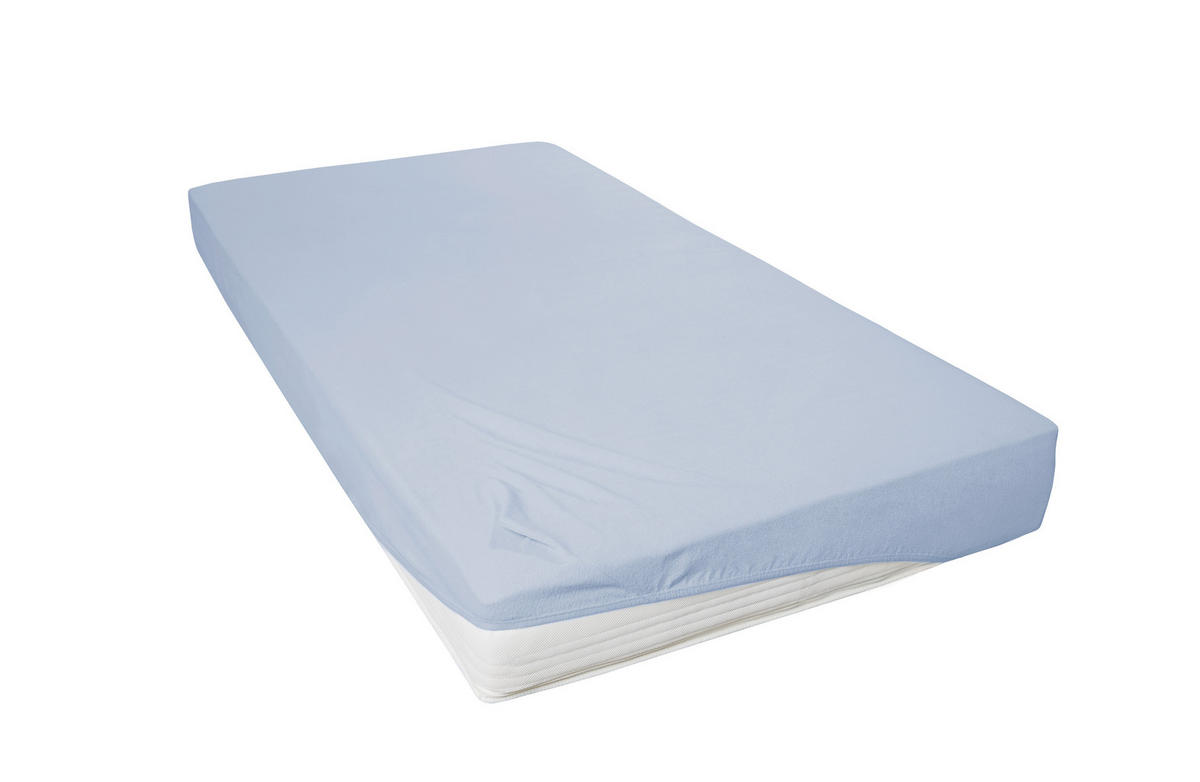 SPANNLEINTUCH 100/200 cm Frottee  - Hellblau, Basics, Textil (100/200cm)