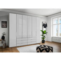 FALTTÜRENSCHRANK 250/216/58 cm 4-türig Grau, Weiß  - Chromfarben/Weiß, KONVENTIONELL, Glas/Holzwerkstoff (250/216/58cm) - Dieter Knoll
