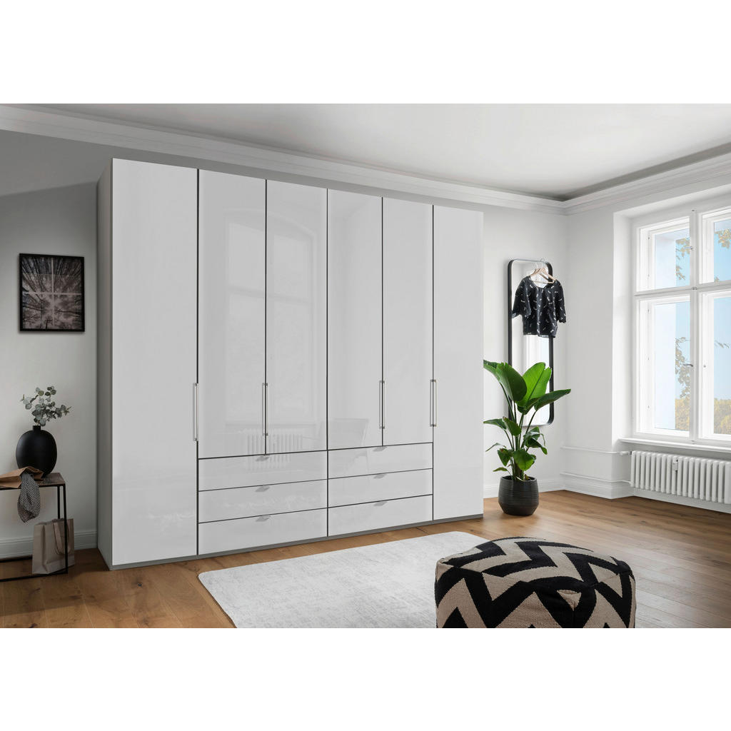 Thumbnail - Dieter Knoll Falttürenschrank, Grau, Weiß, Metall, 8 Fächer, 6 Schubladen, 250x216x58 cm, ISO 9001, Goldenes M, Made in ...