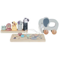 SET IGRAČ - svetlo modra/temno siva, Basics, tekstil/les - My Baby Lou