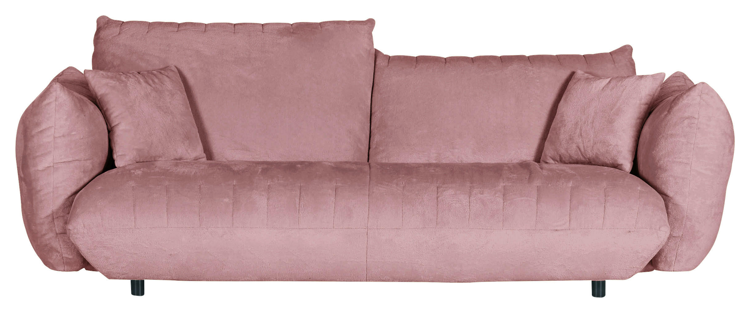BIG SOFFA i plysch rosa - svart/rosa, Klassisk, textil/plast (240/78/107cm) - MID.YOU