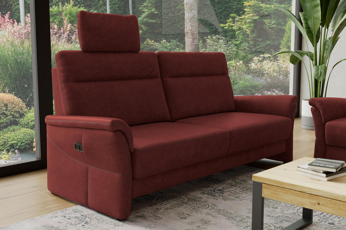 3,5-SITZER - Rotbraun/Schwarz, Konventionell, Kunststoff/Textil (205/98/91cm) - Elegando