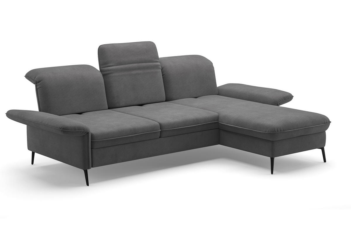 ECKSOFA in Flachgewebe Grau  - Schwarz/Grau, Konventionell, Textil/Metall (264/198cm) - Sit & More