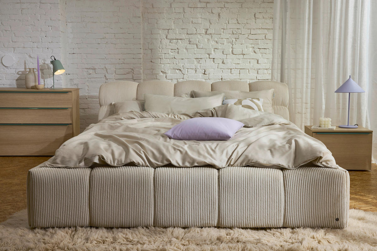 POLSTERBETT 140/200 cm,  in Beige,  - Beige/Schwarz, Design, Kunststoff/Textil (140/200cm) - Tom Tailor