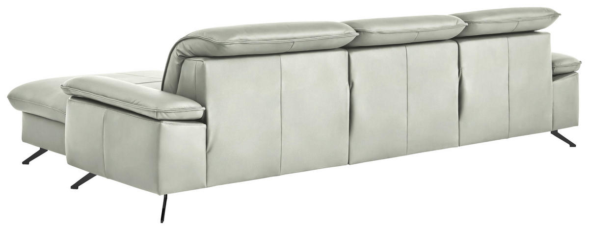 ECKSOFA  Echtleder Silberfarben  - Silberfarben/Schwarz, Design, Leder/Metall (307/169cm) - Beldomo Premium