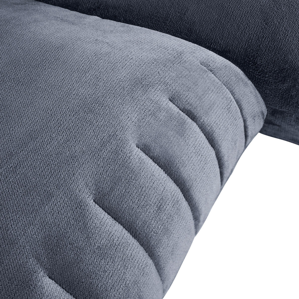 HÖRNSOFFA i plysch blågrå  - blågrå/svart, Klassisk, textil/plast (270/170cm) - MID.YOU