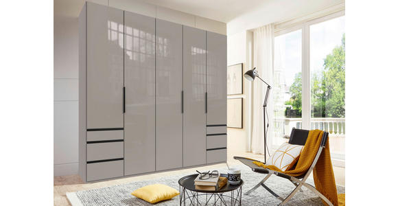 DREHTÜRENSCHRANK in Sahara - Schwarz/Sahara, KONVENTIONELL, Glas/Holzwerkstoff (250/236/58cm) - Hom`in