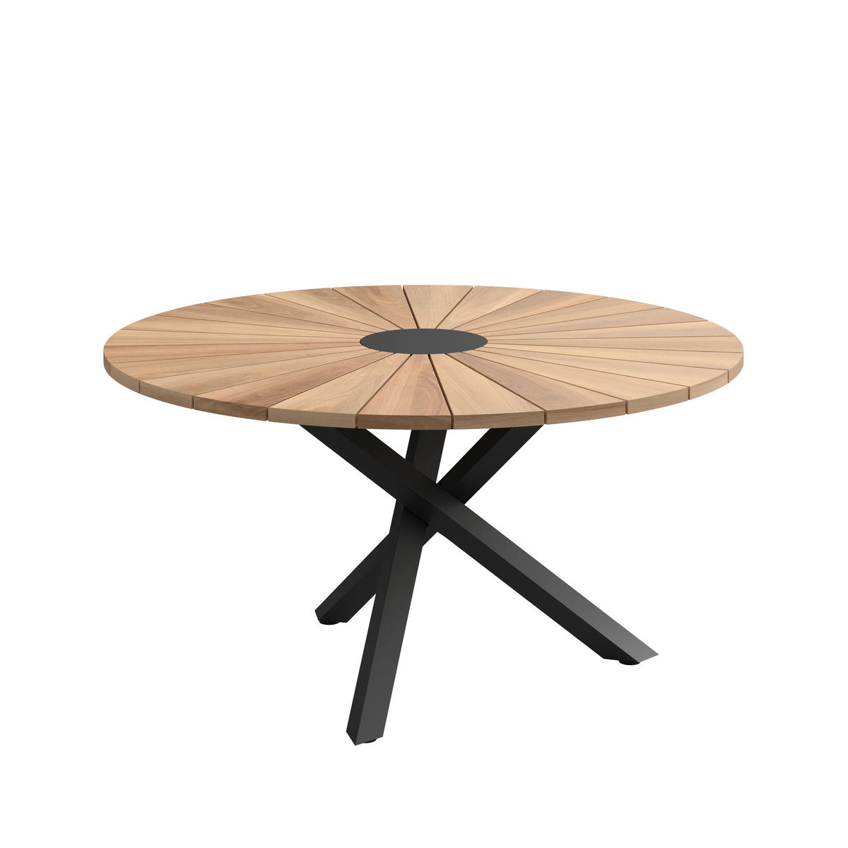 GARTENTISCH Holz, Metall rund  - Schwarz/Naturfarben, MODERN, Holz/Metall (150/75/150cm) - Ambia Garden